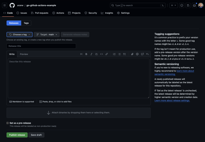 Create Release Page
