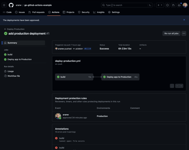GitHub Production Deployment Success
